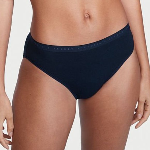 VS High-Leg Brief Stretch Cotton Noir Navy Blue Panty NWT - Picture 5 of 9